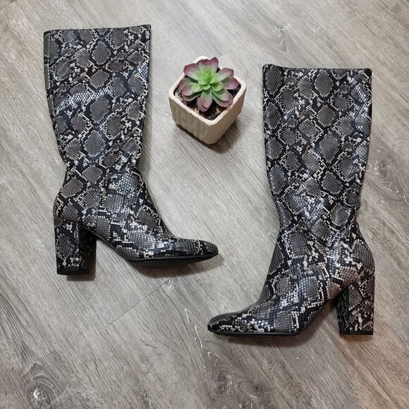 George Nicki Faux Reptile Skin Knee High Boots Sz 9 New - Picture 1 of 8